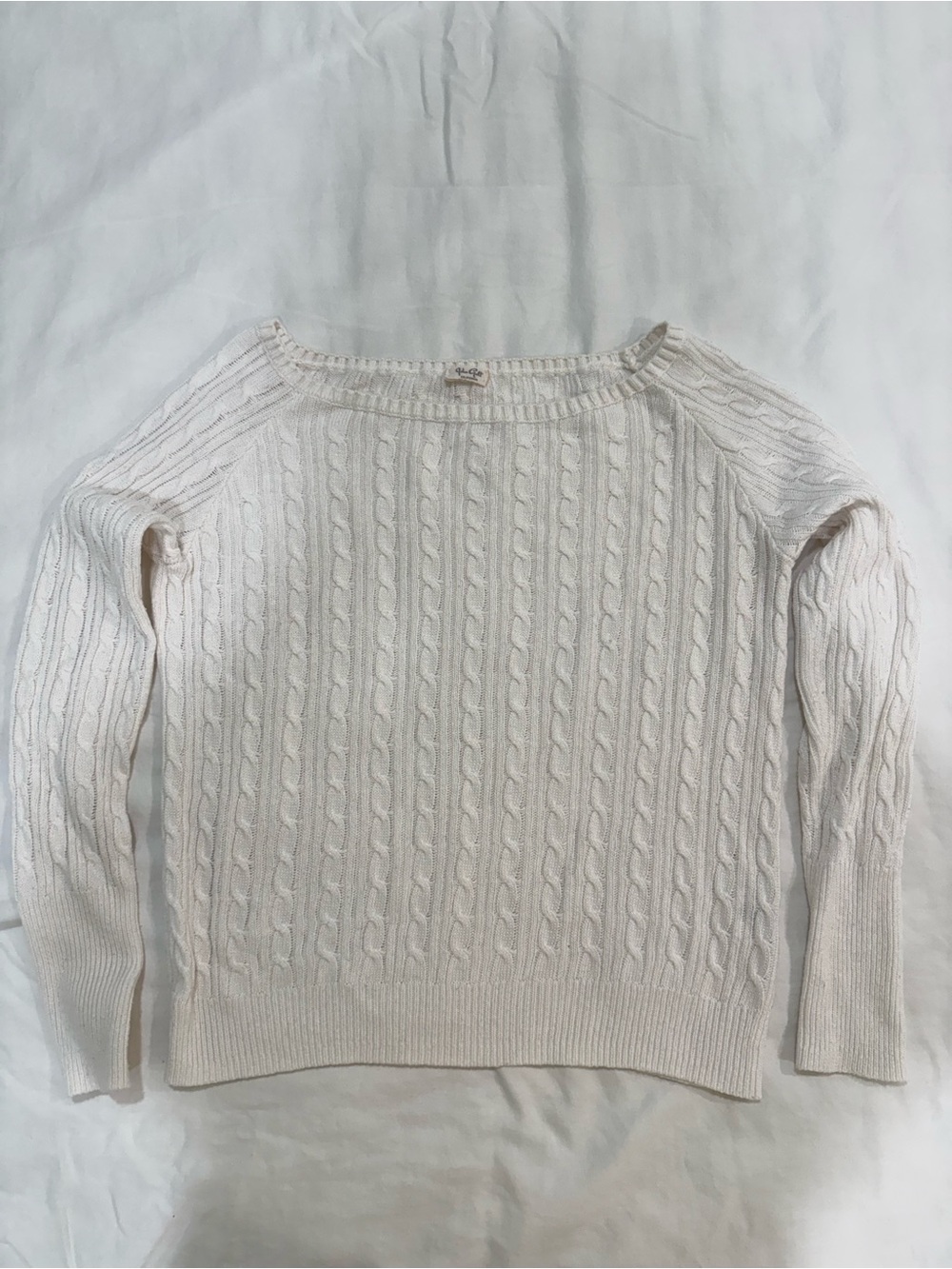 Brandy Melville Off-the-Shoulder Cream Cable Knit Sweater